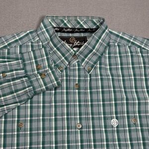 Wrangler George Straight Shirt Mens Extra Large Green Plaid Cowboy Rodeo Ranch
